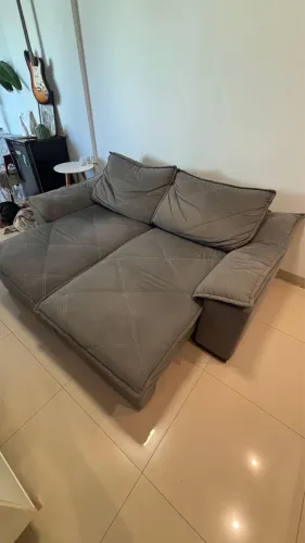 Sofá Modular Retrátil em Tecido Cinza