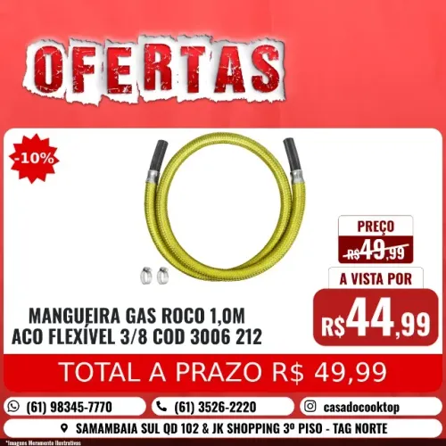 MANGUEIRA GAS ACO FLEXIVEL 3/8 1,5 METRO ROCO - NBR14955