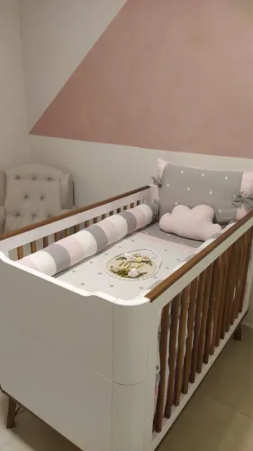 Berço Evolutivo 3 em 1 Premium - Branco com detalhes em madeira | Excelente estado