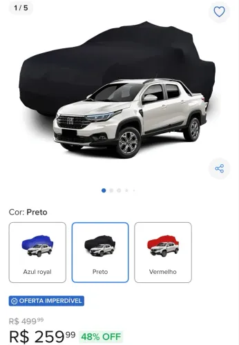 Capa Para Cobrir Carro Fiat Strada Cabine Dupla Picape