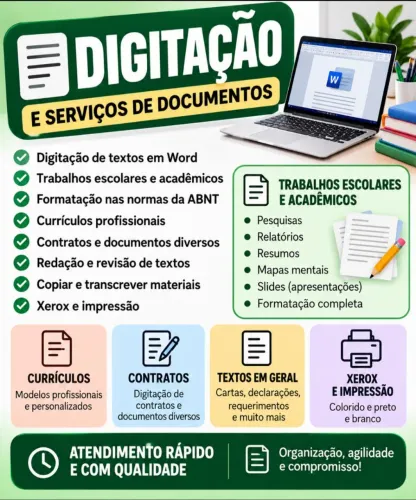 Serviços de digitação e formatação de documentos 