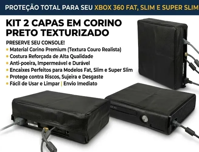 Kit Com 2 Capas Para Xbox 360 - 100% Em Corino