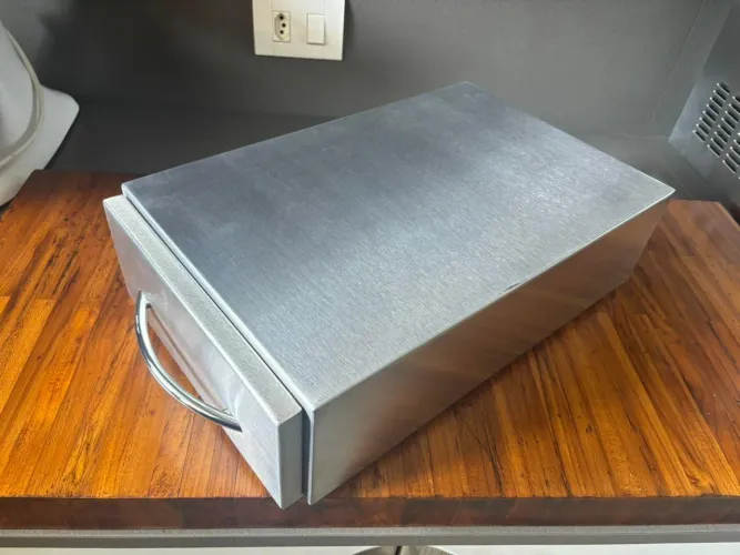 Gaveta borra de café espresso  42x26x13cm -  aço inox - tb na parte interna 