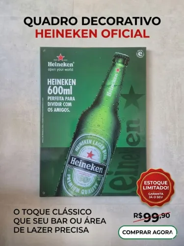 Placa Quadro Decorativo Heineken Bar Área Gourmet - Raro