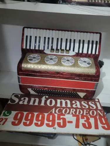 Acordeon 120 Baixos Longuini Universal Vermelha