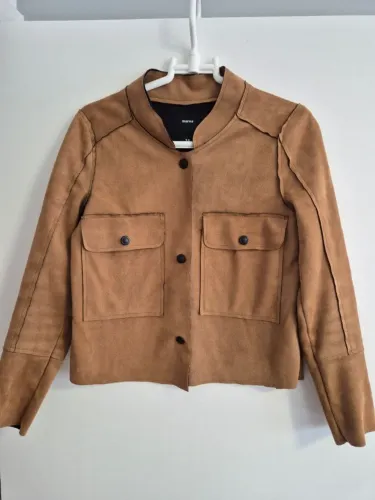 jaqueta camurça e neoprene marrom caramelo linda!