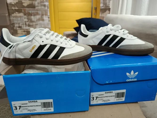 Tênis Adidas Samba. Novo . Tamanho 37 . Branco preto bege