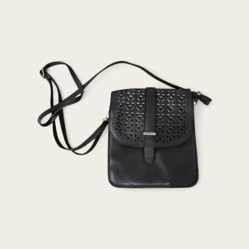 Bolsa transversal de ombro vintage feminina marrom