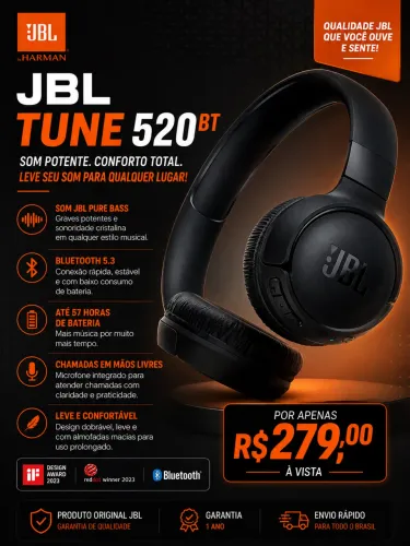 Fone JBL Tune 520BT