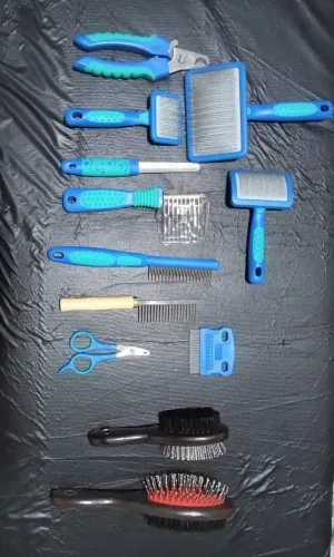 Kit profissional banho e tosa + rasqueadeiras 
