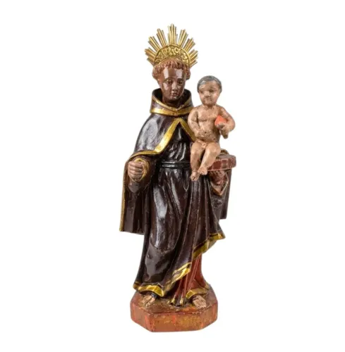 ARTE SACRA - IMAGINARIA SANTO ANTONIO E MENINO JESUS- MADEIRA- MINAS GERAIS- SÉCULO XVIII