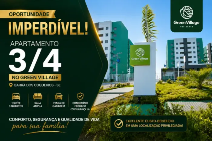 Apartamento 3/4 no Condomínio Green Village Residence