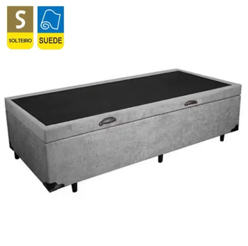 Cama box baú solteiro Suede Cinza