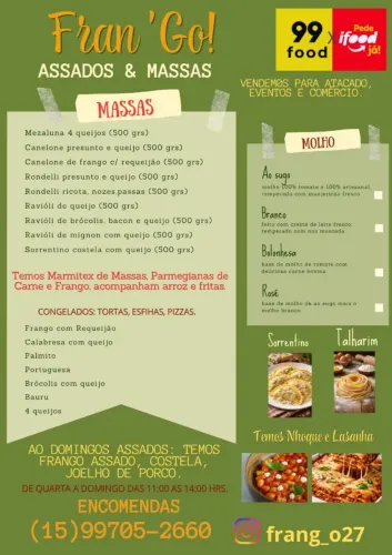 Massas artesanais frescas e congeladas atacado e varejo.