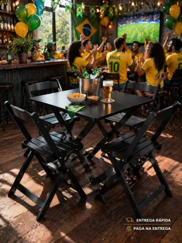 Jogo de mesa 70x70 com 4 cadeiras para comércio 