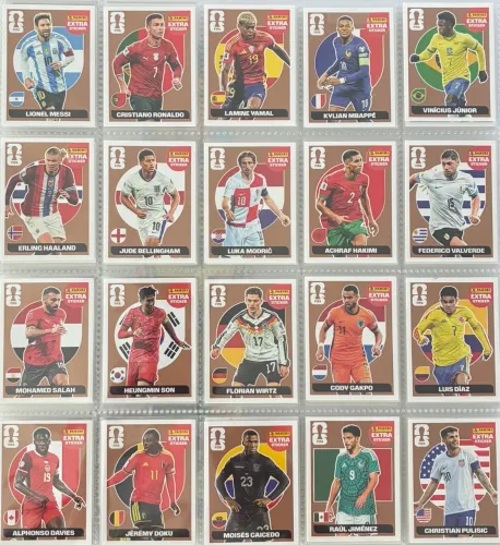 Kit 20 figurinhas extras bronze sem repetição copa 2026