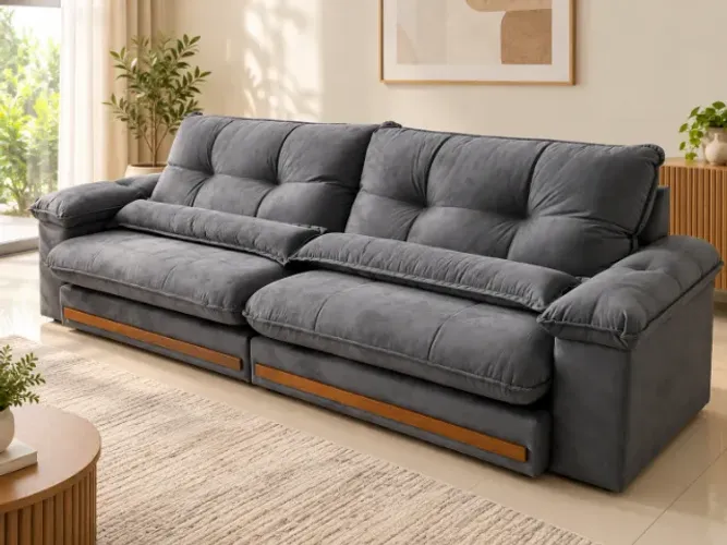 Sofá Retrátil Gigante com Pillow Top 30cm e Molas Ensacadas NOVO