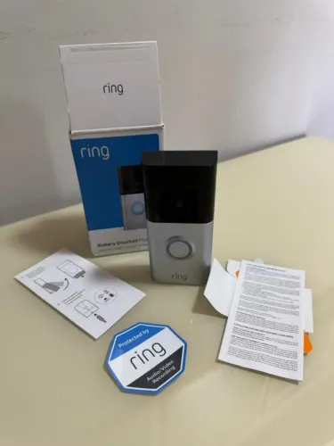 Campainha Ring Plus | 1536p HD+ | Visão 150° | Câmera com Bateria