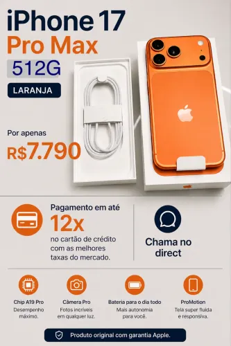 IPHONE 17 PRO MAX 512 GB SEMI NOVO LARANJA