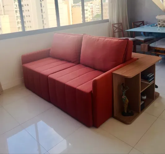 Sofá cama retrátil e reclinável 3 lugares 1,80 cm em linho baraúna Terracota