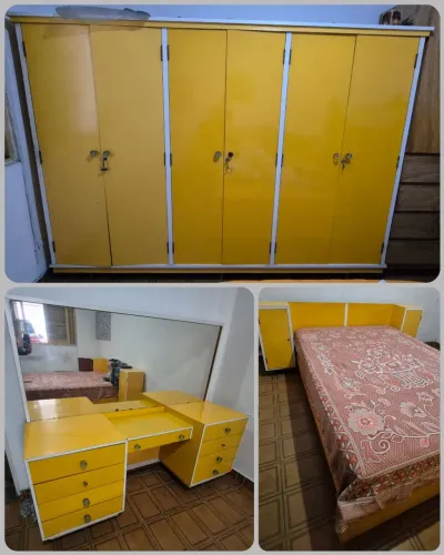 Conjunto Móveis Madeira Maciça Quarto - Cama Casal Penteadeira Guarda Roupa Armário