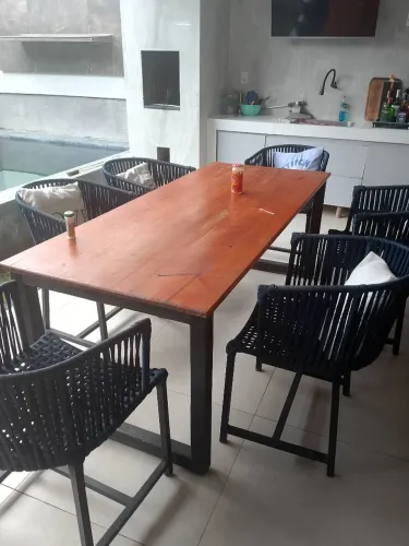 Mesa de madeira com 6 cadeiras Nauticas (aceito Proposta)