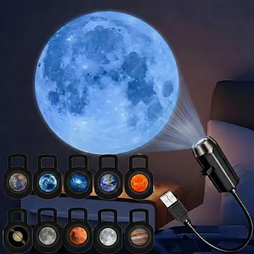 Luminária Led de projeção Portátil USB 10 Planetas