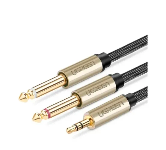 Cabo de Áudio Ugreen P2 TRS para 2x P10 6,35mm de 1M - AV126