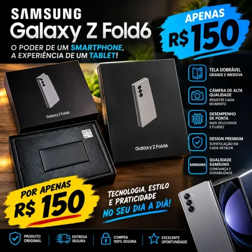 Caixa z fold 6 azul 150 co. Manual r tudo mais