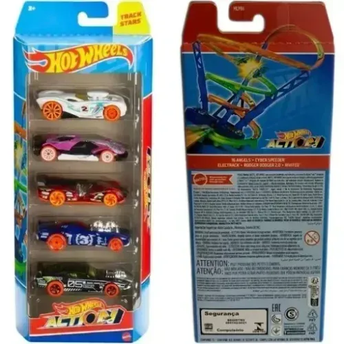 Cartela 5 Carrinhos Hot Wheels Hw Action Hly66 Mattel Original Lacrado