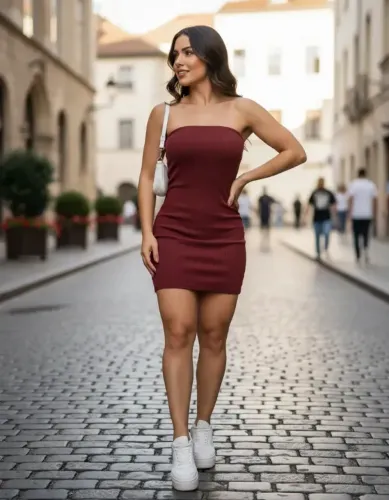 Vestido tubinho tomara que caia canelado
