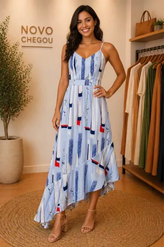 Vestido estampa azul 