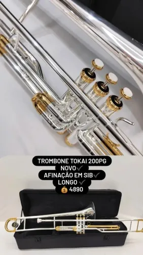 Trombone longo tokai 200 prata novo