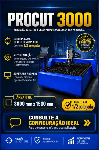 Máquina CNC Plasma ProCut 3000 Nova - 3000 x 1200 mm