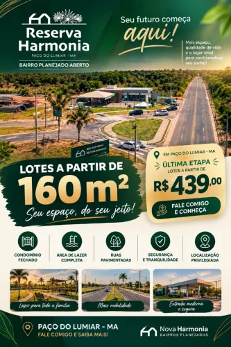 Lotes em Paço do Lumiar a partir de R$ 439