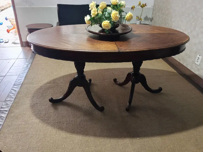Entrego mesa jantar oval extensível madeira maciça