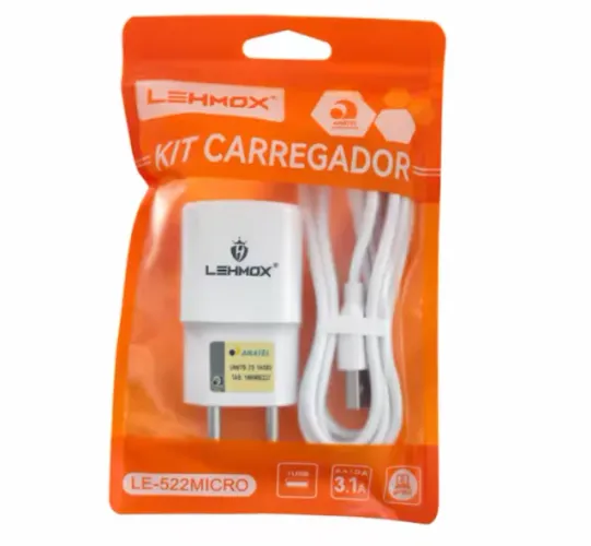 Carregador Lehmox V8 - Fonte + Cabo (entrada antiga)