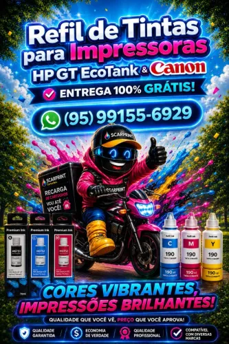 Refil de tintas de impressora HP GT Ecotank e Refil de tintas cânon entrega grátis 