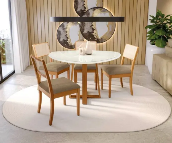 Mesa de Jantar Elma Kappesberg com 4 Cadeiras Lola | Design Orgânico e Sofisticado