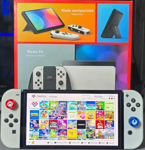 Nintendo Switch OLED SD 400GB -desbloqueado - TROCAS