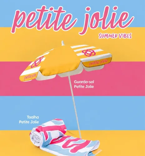 kit petite jolie guarda sol em bagum 1,60 mts  + toalha de praia 0,68 x 1,34 novo
