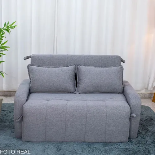 Sofá Cama Amora New Larg. 1.37m Linho Cinza Entrega Rápida