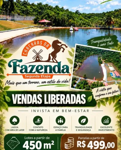 Lotes Disponíveis para Venda Chácaras da Fazenda 1,2etapa a proveite já essa oportunidade
