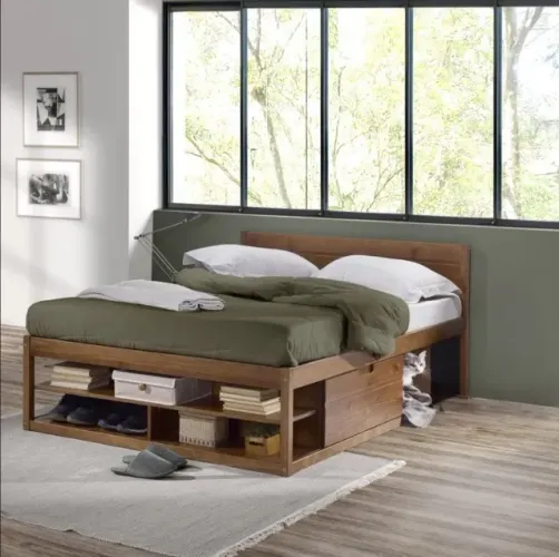 Cama casal madeira maciça com colchão
