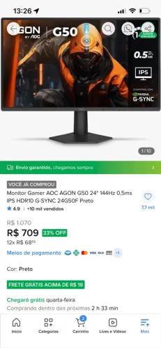 Monitor AGON AOC 24 PL 144hz