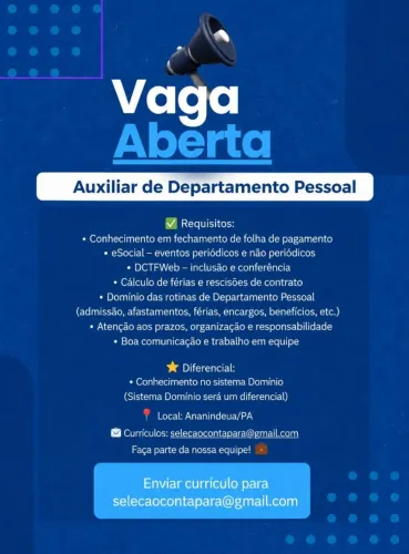 AUXILIAR DEPARTAMENTO PESSOAL