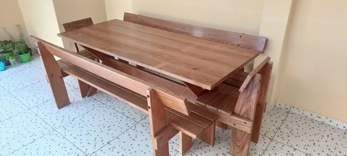 Jogo de mesa madeira angelin