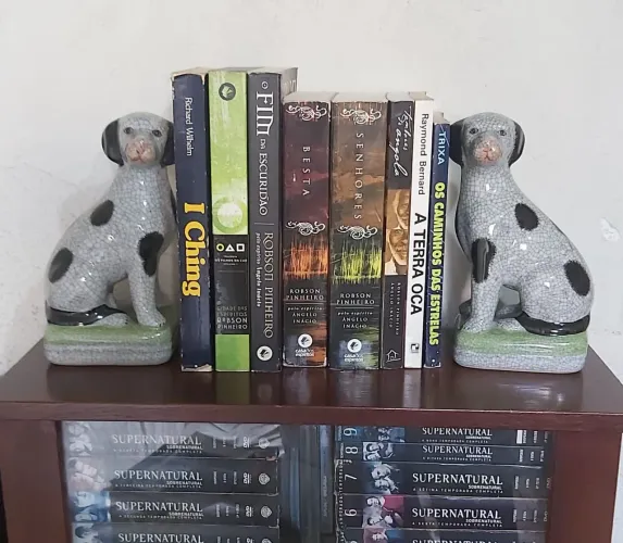 *PAR DE DÁLMATAS EM PORCELANA - APARADORES DE LIVROS*