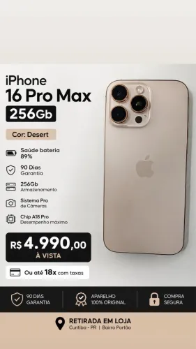 iPhone 16 Pro Max 256Gb Desert / Loja Física Para Retirada