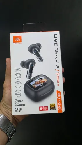 Fone De Ouvido Bluetooth Sem Fio Live Beam Jbl - Prata (Novo com caixa aberta)